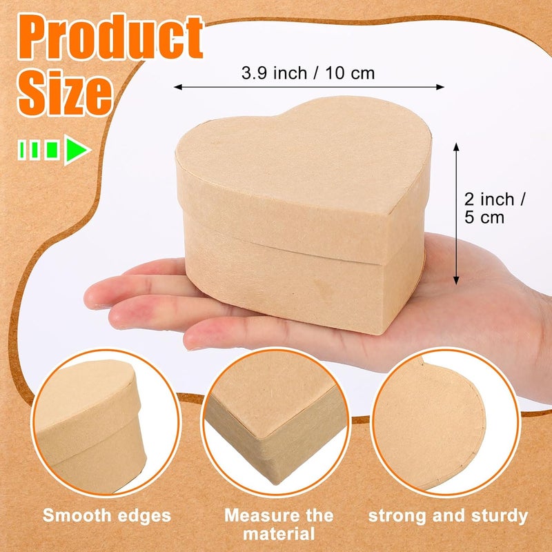 Geyee 24 Pcs Heart Shaped Paper Mache Box, Gift Box with Lid 3. 9 Inch Nesting DIY Cardboard for Decoupaging Painting Storing Jewelry Treasure - Image 3